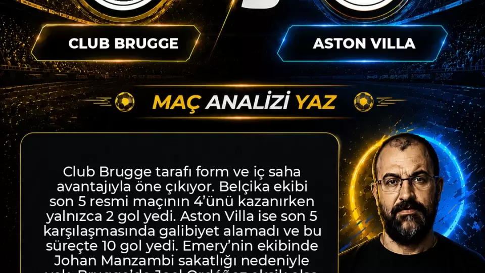 Club Brugge – Aston Villa İddaa Tahmini ve Maç Analizi