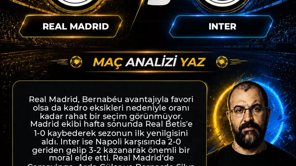 Real Madrid – Inter İddaa Tahmini ve Maç Analizi